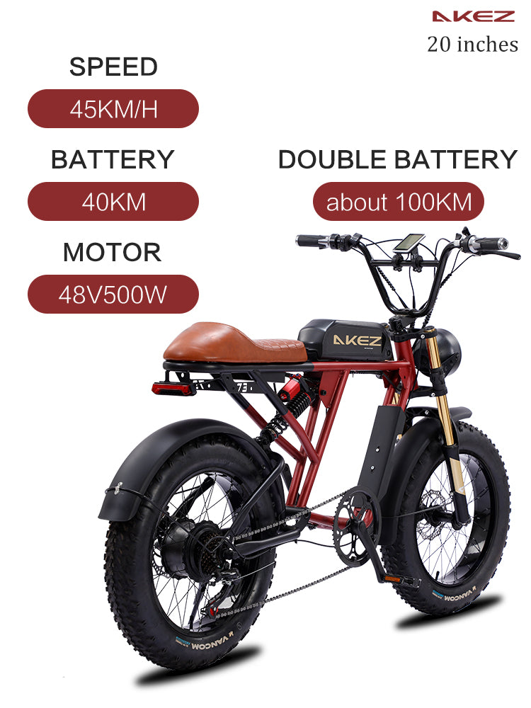 AKEZ Electric Scooter Bike S2 20″ Fat Tire Top speed 28MPH (45KM/H)