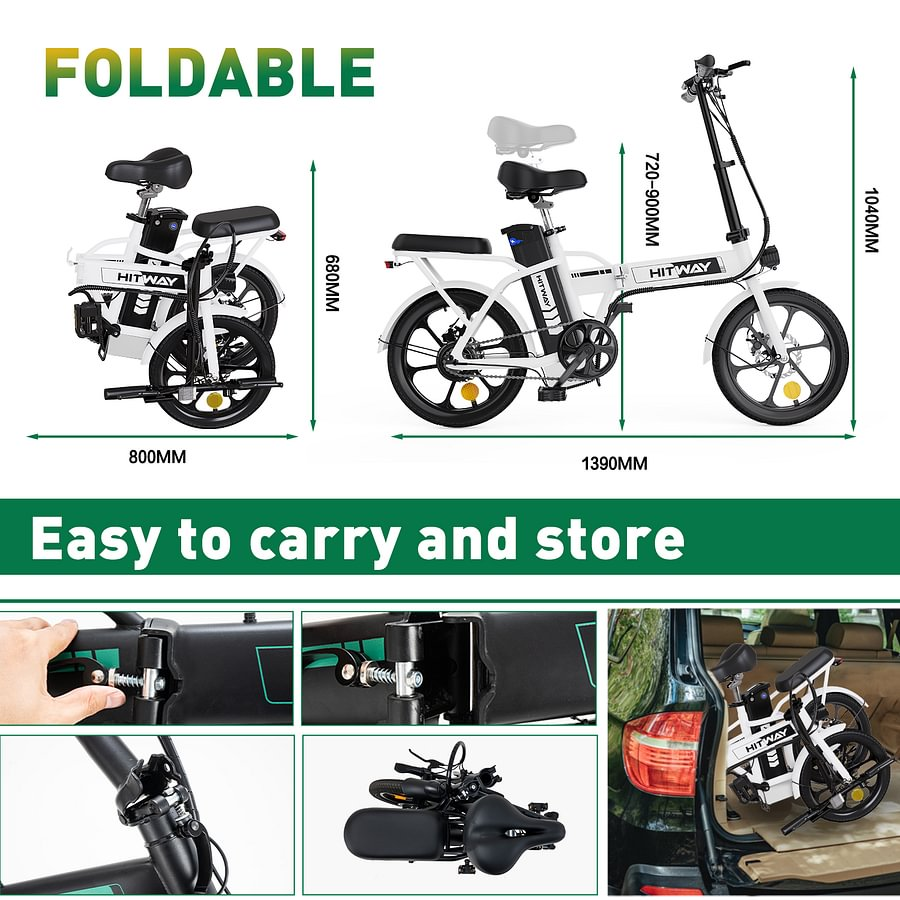 Hitway BK5 Folding Electric Bike, 8.4Ah/36V Lithium Battery, Easy Folding Design