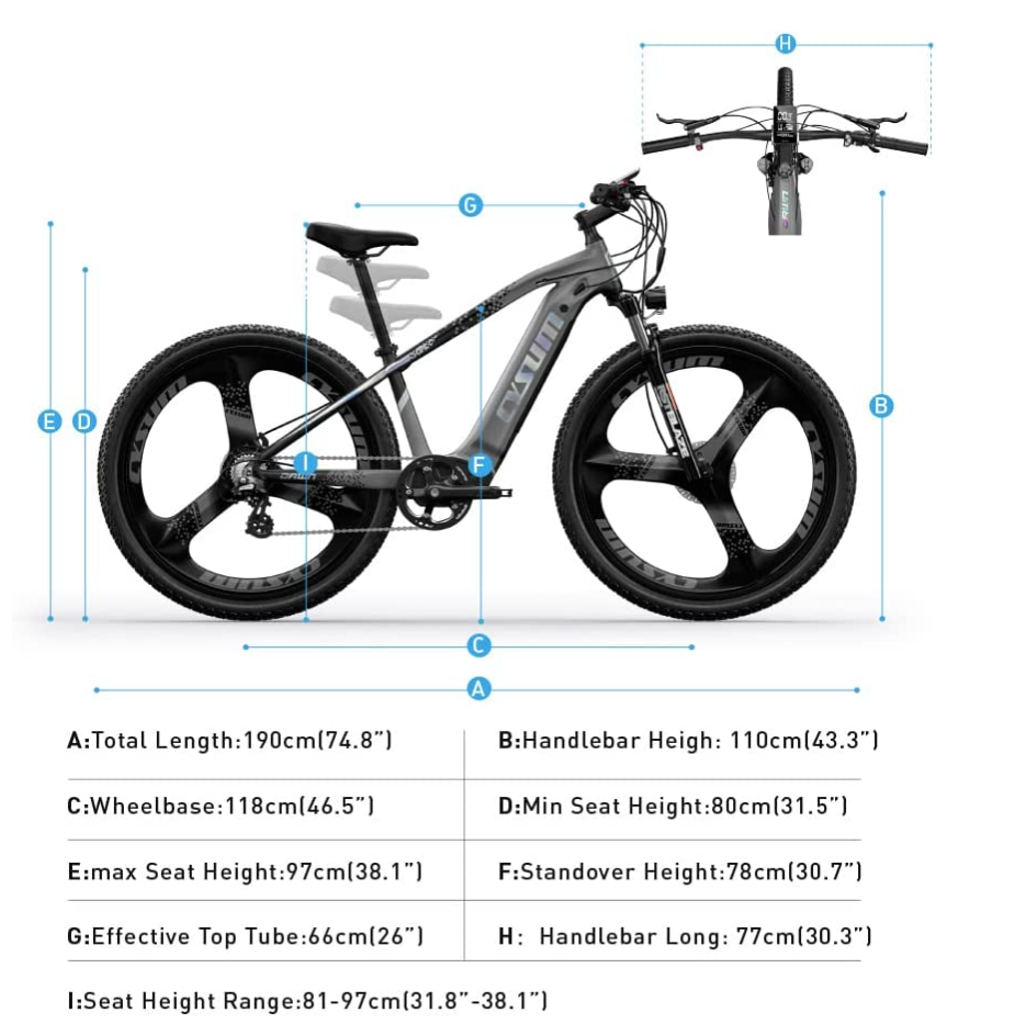Cysum CM520 Vélo de montagne électrique, vélo électrique pour hommes de 29 pouces, vélo électrique 500W pour adultes