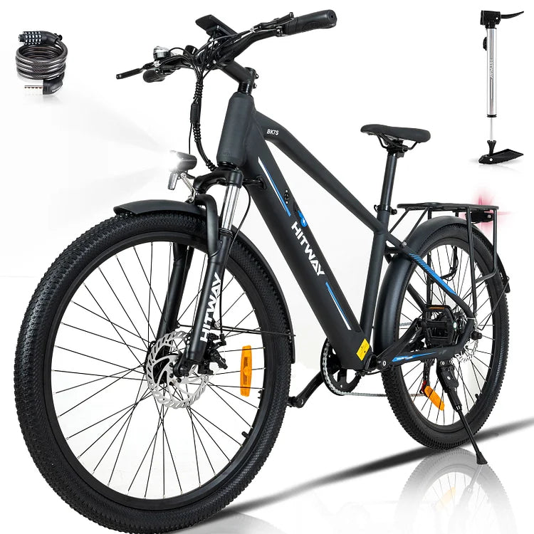 HITWAY elektrische fiets, 750W / 48V / 14Ah verwijderbare batterij, 20 mph / 35-75miles, 26 "×3.0 dikke band, Mountain E Bicycle, IP54