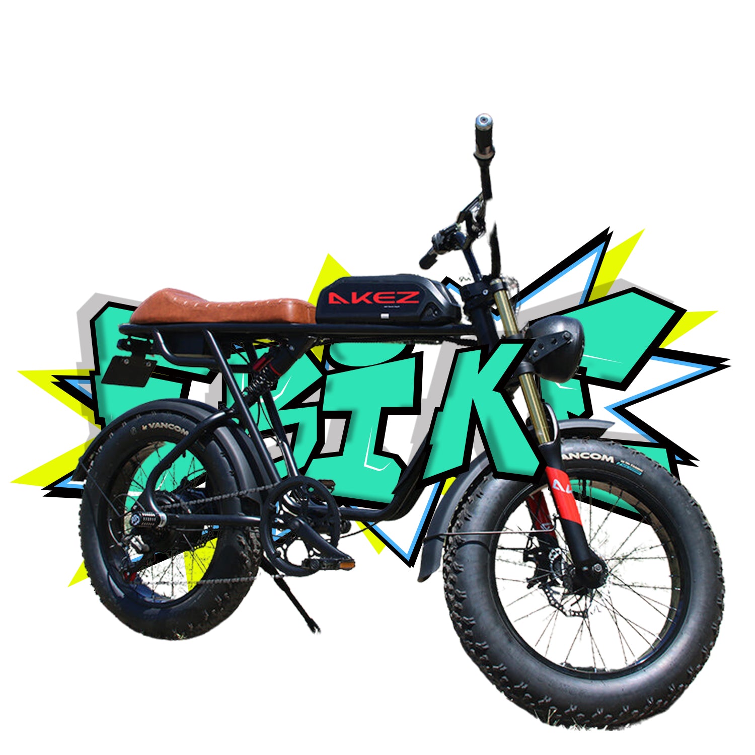 AKEZ, S1 Retro Bicicleta de Montaña Eléctrica, 750W 48V Dual Baterías, 20*4,0 Pulgadas Grasa Neumáticos, Super73 Estilo