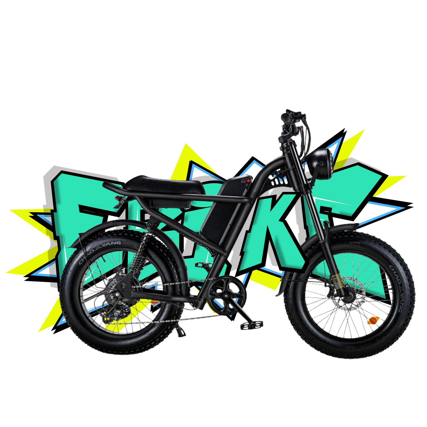 Ridefaboard Z8 elektrische fiets, veervering, dikke banden, Shimano 7-speed e-bike, zwart