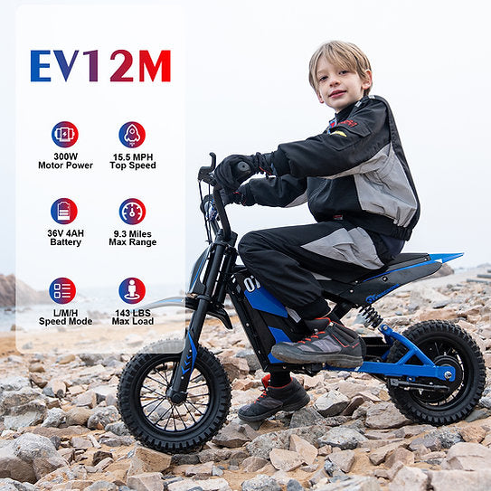 Bici da cross elettrica EVERCROSS per bambini dai 3 ai 12 anni Motore da 300W EV12M