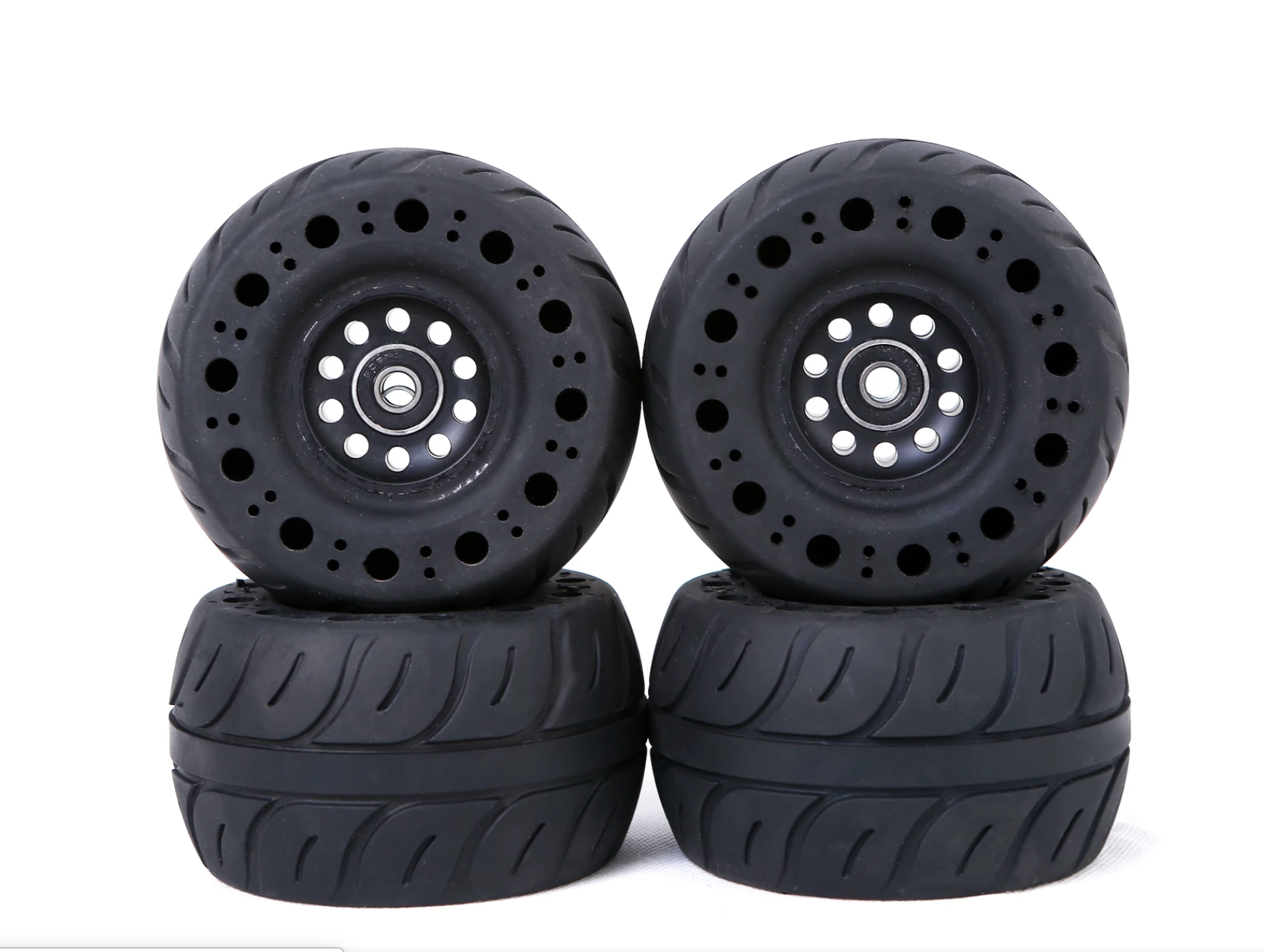 Free Shipping 4 Black Carve 115mm Airless Rubber Wheels with 2 Direct Drive Motor KEGEL Adapter - ridefaboard